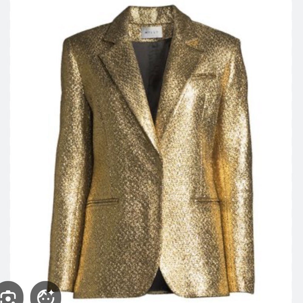 Milly Gold Eva Metallic Textured Blazer Jacket Size Small